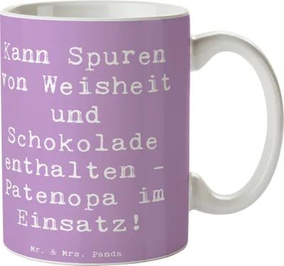 Produktbild von Mr. & Mrs. Panda Tasse Spruch Patenopa und Weisheit - Lavendeltraum - Geschenk, Inspiration, Humor, Keramiktasse, Patenschaft, herzerwärmende Sprüche, Tradition, Freude