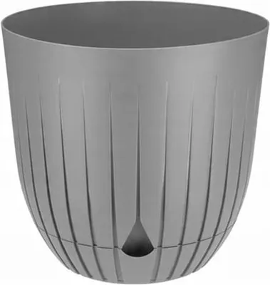 Zdjęcie produktu dla Doniczka plastikowa BRITTA 1 z podstawką 13 cm – szary matowy, lekka i trwała doniczka do roślin domowych