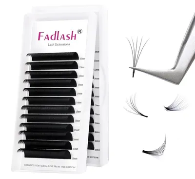Obrázok produktu pre Objemové riasy na predĺženie, 12 radov, hodváb, čierna farba, hrúbka 0,05 mm, tvar DD, dĺžka 13-16 mm