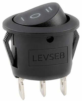 Produktbild von LEVSEB Wippschalter rund KCD1 | 250V 6A 3 Pin 3 Stellungen Ø20 mm Schwarz