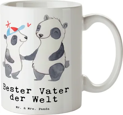 Produktbild von Mr. & Mrs. Panda Tasse Panda Bester Vater der Welt - Weiß - Geschenk, Geschenkidee, schöne, Familie, Bedruckte, Teetasse, Mann, Papa, Kaffeetasse, Becher, Eltern