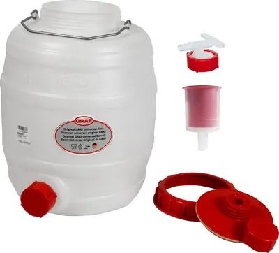 Produktbild von Graf Getränkefass Rund 15 Liter mit Auslaufhahn NW 15 und Gärspund