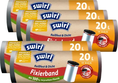 Produktbild von 5x Swirl Fixierband Müllbeutel 20L ( 15 stk./Rolle )