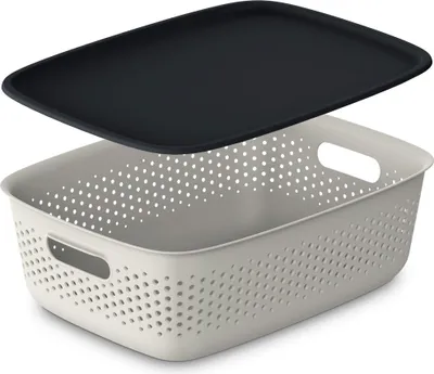 Obrázek produktu pro Plastový Úložný Ažurové Box S Víkem Nádoba Univerzální Kontejner  Na Dokumenty, Hračky 39X29X13 Cm 10 L