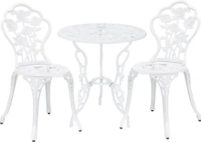 [casa.pro]® Bistro set (3 - kusy) (bílý) - litina / starožitný