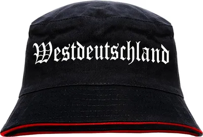 Produktbild von Westdeutschland Anglerhut - Altdeutsche Schrift - Schwarz-Roter Fischerhut S/M SchwarzRot