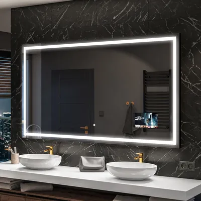 Produktbild von Artforma Badspiegel SMART 120x60 cm - mit LED Beleuchtung - LED Farbe Kaltweiß 7000K - Individuell Nach Maß - Beleuchtet Wandspiegel Lichtspiegel Badezimmerspiegel | Lichtschalter: Touch Schalter |SLED049