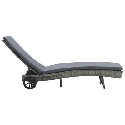 Immagine prodotto di Lettino Prendisole con Cuscino e Ruote in Polyrattan Antracite