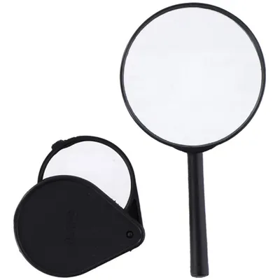 Produktbild von HANDLUPE + KLAPPLUPE Set 2-teilig Ø9/Ø6cm Vergrößerungsglas Leselupe Lesehilfe Lupe 07