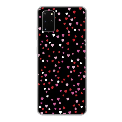 Produktbild von MuchoWow® Handyhülle Schutzhülle Hülle für Samsung Galaxy S20 Plus Eine Illustration mit Herzen auf einem schwarzen Hintergrund Silikon Softcase Handy Hülle - Hartschale