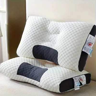 Produktbild von Zimilo 2er Set Ergonomisches Nackenstützkissen 74x47 cm: Orthopädisches Schlafkissen für Rücken- & Seitenschläfer, Atmungsaktiv & Waschbar