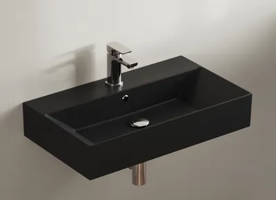 Produktbild von Aqua Bagno Keramik Waschtisch Waschbecken Aufsatzwaschtisch Anthrazit matt 70cm