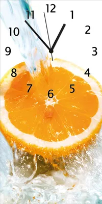 Produktbild von Wallario Design Wanduhr Frische Früchte übergossen mit Wasser aus Echtglas, Größe 30 x 60 cm