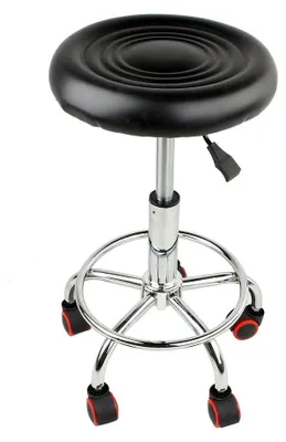 Drehbare Werkkruk, höhenverstellbar 45-55 cm, 5 Rollen, schwarz