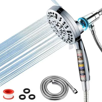 Produktbild von Duschkopf mit magnetischer Halterung - 10 Sprühmodi - Hochdruckduschkopf - Wassersparend und leistungsstark