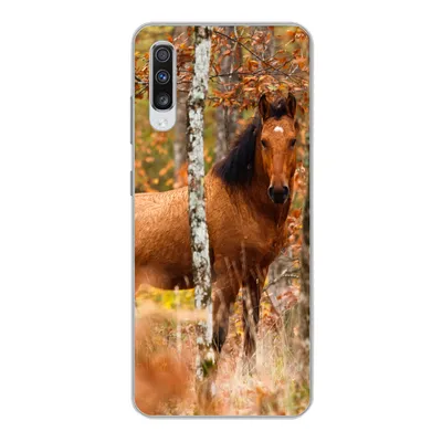 Produktbild von MuchoWow® Handyhülle Schutzhülle Hülle für Samsung Galaxy A70 Pferd - Wald - Braun Silikon Softcase Handy Hülle - Schutzhaube