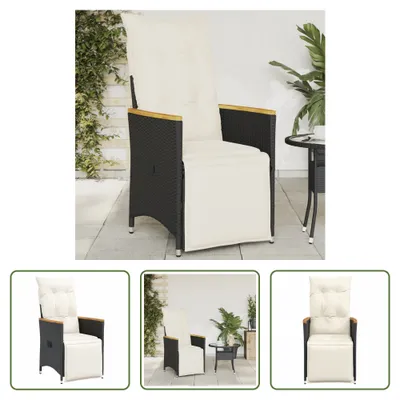 Produktbild von The Living Store Gartensessel Verstellbar mit Kissen Schwarz Poly Rattan
