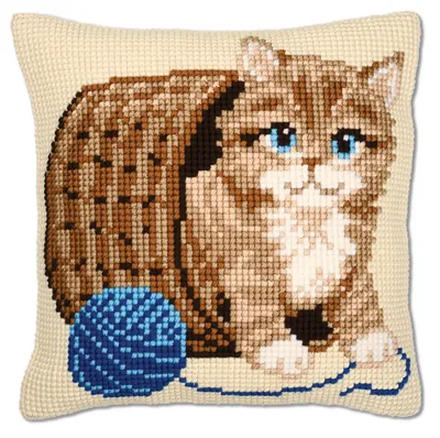 Produktbild von Vervaco KK417 Kreuzstichkissen Motiv Katze