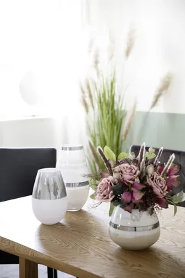 Immagine prodotto di Vaso LAPAZ - H. 26cm x Ø 17,5cm - grigio-bianco - vetro - vaso da fiori