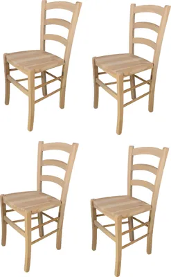Produktbild von t m c s Tommychairs - 4er Set Stühle VENEZIA für Küche und Esszimmer, robuste Struktur aus poliertem Buchenholz, unbehandelt und 100% natürlich, Sitzfläche aus poliertem Holz