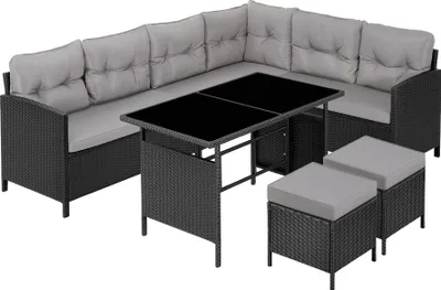 Image de Canapé de jardin BARLETTA modulable - noir/gris