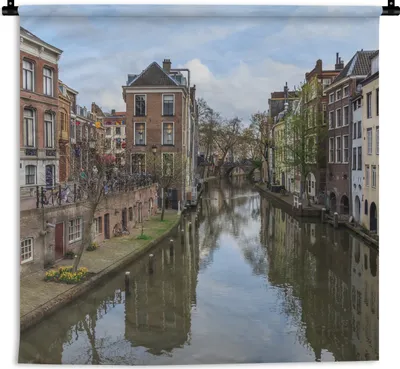 Produktbild von MuchoWow® Wandteppich Wandbehang Architektur - Utrecht - Kanal 90x90 cm Tapisserie Dekoration Wandtuch - Wandaufhänger