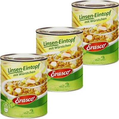 Produktbild von Erasco Linseneintopf mit Würstchen für die ganze Familie 800g 3er Pack