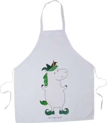 Produktbild von Mr. & Mrs. Panda Gastro-Schürze Einhorn Joker - Weiß - Geschenk, Kochschürze, Schürze, Grillmeister, Unicorn, Arbeitsschürze, Mittelalter, Einhörner, Gaukler, Vorbinder