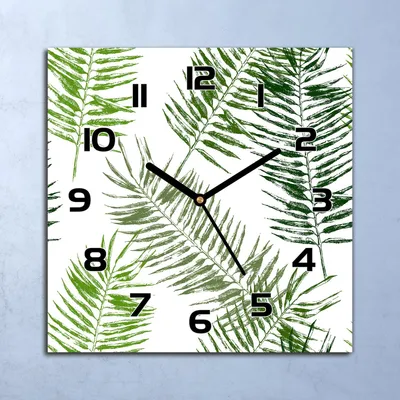 Produktbild von Wanduhr Echt-Glas-Küchenuhr Palmblätter Quarz Lautlos 30x30 Deko Bilder