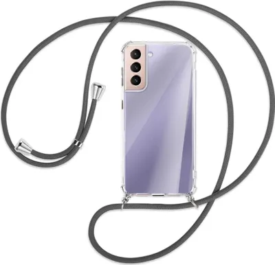 Produktbild von Handykette Backcover-Schutzhülle mit Band (Metall silberfarben) für Samsung Galaxy S21 5G - dunkelgrau