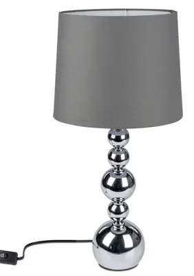 Produktbild von Tischlampe Kugeln H. 57cm silber grau Metall mit Stoffschirm Formano