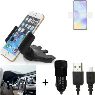 Produktbild von TOP SET K-S-Trade Autohalterung kompatibel mit Meizu M10 CD Schlitz Halterung KFZ-Halter Radio Handy Halterung 360° drehbar DVD-Schacht inkl. Micro