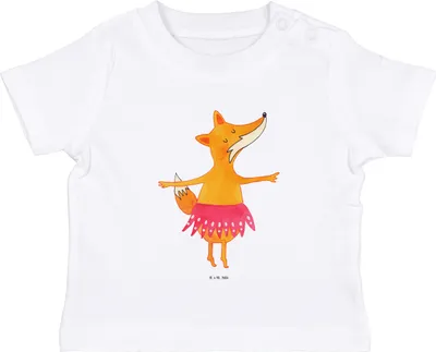 Produktbild von Mr. & Mrs. Panda Babyshirt Fuchs Ballerina 6. - 12. Monat - Weiß - Geschenk, Kleinkind T-Shirt, Baby Shirt, Tanzen, Geburtstag, Kurzarmshirt