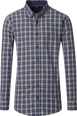 Produktbild von CASAMODA Herren Freizeithemd Langarm Button-Down Blau kariert 3XL