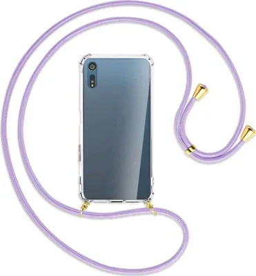 Produktbild von Handykette Backcover-Schutzhülle mit Band (Metall goldfarben) für Sony Xperia XZ, XZs - violett