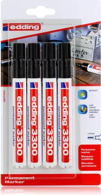Produktbild von edding 3300 Permanent Marker 4er schwarz Spitze 1-5mm wasserfest (1er Pack)