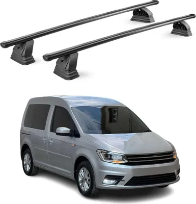 Imagen del producto de Soportes de techo de acero para VW Caddy 2015-2020, con certificación con cerradura, capacidad de 75 kg, en 2 piezas, color