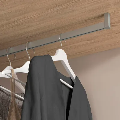 Image de Lot de 2 rails de penderie Luxe - 0-75 m de long - Aluminium et Plastique- Peint gris pierre