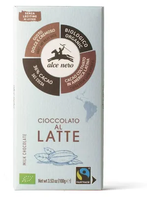 CZEKOLADA MLECZNA FAIR TRADE BIO 100 g - ALCE NERO