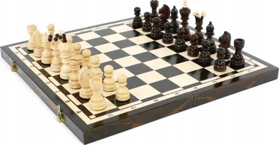 Produktbild von Klassisches Holzschachspiel 43,5cm - Hochwertiges Schachbrett Klappbar & Figuren Set