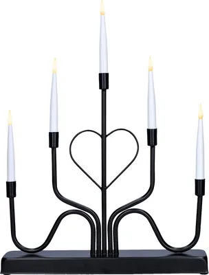 Produktbild von Solight LED-Kerzenhalter aus Metall, 5 LEDs, schwarz, 40 cm, 1V280