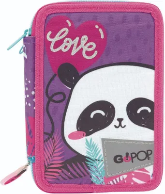 Produktbild von GoPOP 8056379146643, Weiches Federmäppchen, Schwarz, Pink, Violett, Weiß, Abbildung, Reißverschluss, Kind, Mädchen