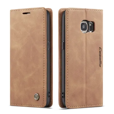 Immagine prodotto di Custodia Galaxy S7, Custodia retrò in Finto cuoio, tasche per carte, chiusura magnetica, custodia con funzione stand per Samsung Galaxy S7 Brown