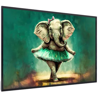 Produktbild von MuchoWow® Gerahmtes Poster Elefant - Ballerina - Farbe - Schleife - Porträt 60x40 cm - Poster mit Schwarzem Bilderrahmen Wandposter Rahmen Foto Bilder - Printing - Wanddeko Schlafzimmer