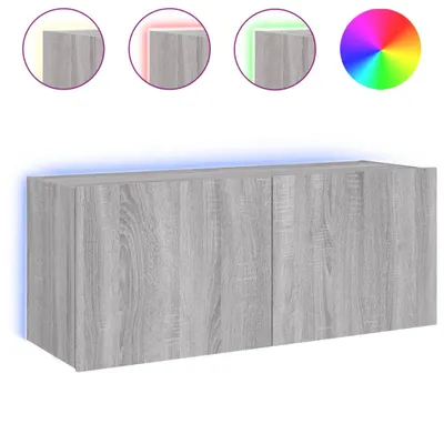 Immagine prodotto di vidaXL Mobile TV a parete con luci LED Grigio Sonoma 100x35x41 cm