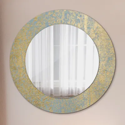 Produktbild von Spiegel - Mirror zum Wandspiegel Schlafzimmer – Schminkspiegel- golden Folie Textur- Ø60cm