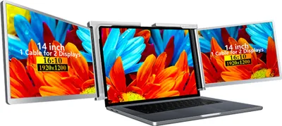 Obrázok produktu pre Prenosný 14-palcový doplnkový monitor FHD s tromi obrazovkami a 1 káblom pre 2 displeje pre Windows a macOS, určený pre notebooky s uhlopriečkou 15 až 17,3 palca