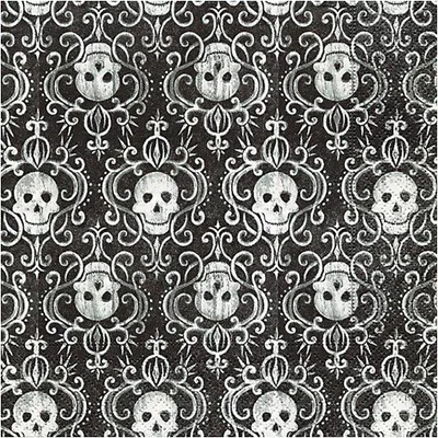 Imagen del producto de Servilletas, tamaño 33x33 cm, con motivos de calaveras, 20 unidades.