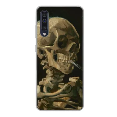 Obrázok produktu pre Kryt mobilného telefónu pre Samsung Galaxy A50 Hlava kostlivca s horiacou cigaretou - Vincent van Gogh Silikónové mäkké puzdro