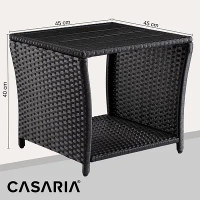 Immagine prodotto di Tavolino da giardino in polyrattan, nero, 45x45x40 cm, piano in WPC
